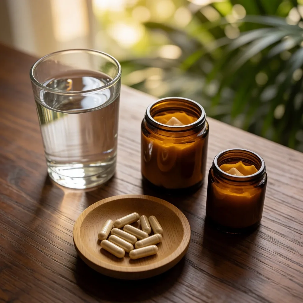 PrimaVita supplement bottles on a bamboo surface